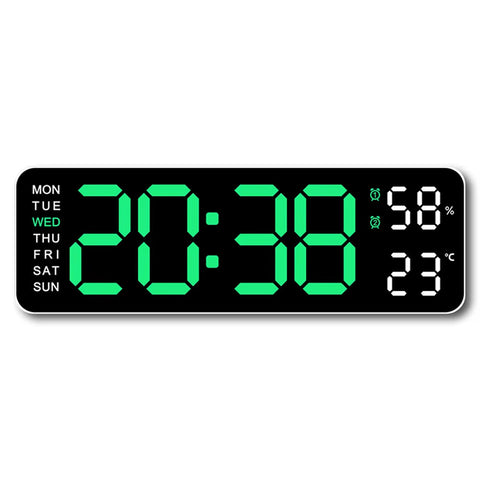 Large LED Digital Wall Clock – With Temperature, Humidity & Week Display