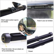 2Pcs Car Retractable Sunshade Curtain 15 Inch Heat-Insulating Side Window Curtain with Suction Cup Telescopic Sunshade Blocking
