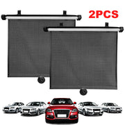 2Pcs Car Retractable Sunshade Curtain 15 Inch Heat-Insulating Side Window Curtain with Suction Cup Telescopic Sunshade Blocking