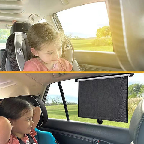 2Pcs Car Retractable Sunshade Curtain 15 Inch Heat-Insulating Side Window Curtain with Suction Cup Telescopic Sunshade Blocking